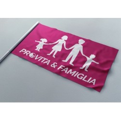 Bandiera rosa con asta Pro Vita & Famiglia