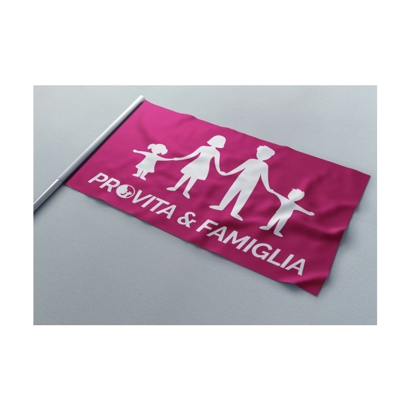 Bandiera rosa con asta Pro Vita & Famiglia