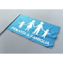 Bandiera azzurra con asta Pro Vita e Famiglia